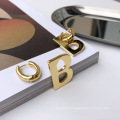 Shangjie OEM aretes para mujeres Fashion Sample Metal Earrings Real Gold Plated Vintage Earrings B Letter Ear buckle for Girl